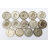 A Parcel of 14 Pre-1947 Silver Florins- Date Range 1922 1929. Condition: 2 x Good, 6 X Very Good,