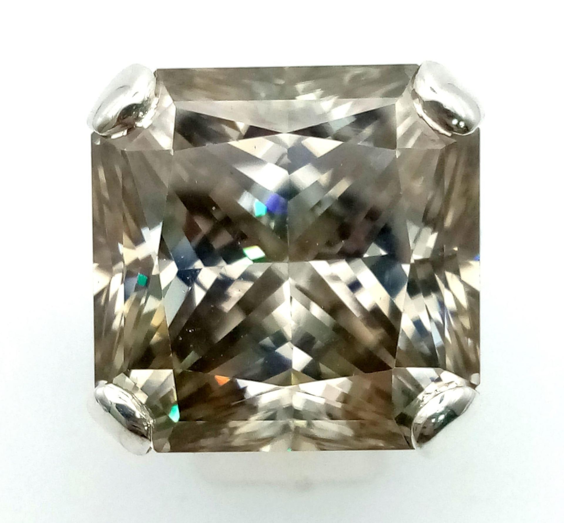 A Rare 79.4ct Brandy Shade Moissanite Ring set in 925 Silver. Size S. 31g total weight. - Image 3 of 6