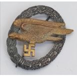 WW2 German Fallschirmjäger (Paratrooper) Qualification Badge. Maker: G.H. Osang Dresden.