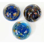 Three Vintage Colourful Dome Glass Paperweights. 10 x 8cm largest paperweight. Give us back the eye!