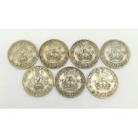 A Consecutive Date Run of 7 x WW2 Silver Shillings 1939-1945 Inclusive- All Very Fine Condition (