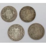 A Parcel of 4 Pre-1947 Silver Half Crown Coins Consecutive Run Dates 1921-1924 Inclusive. All Good