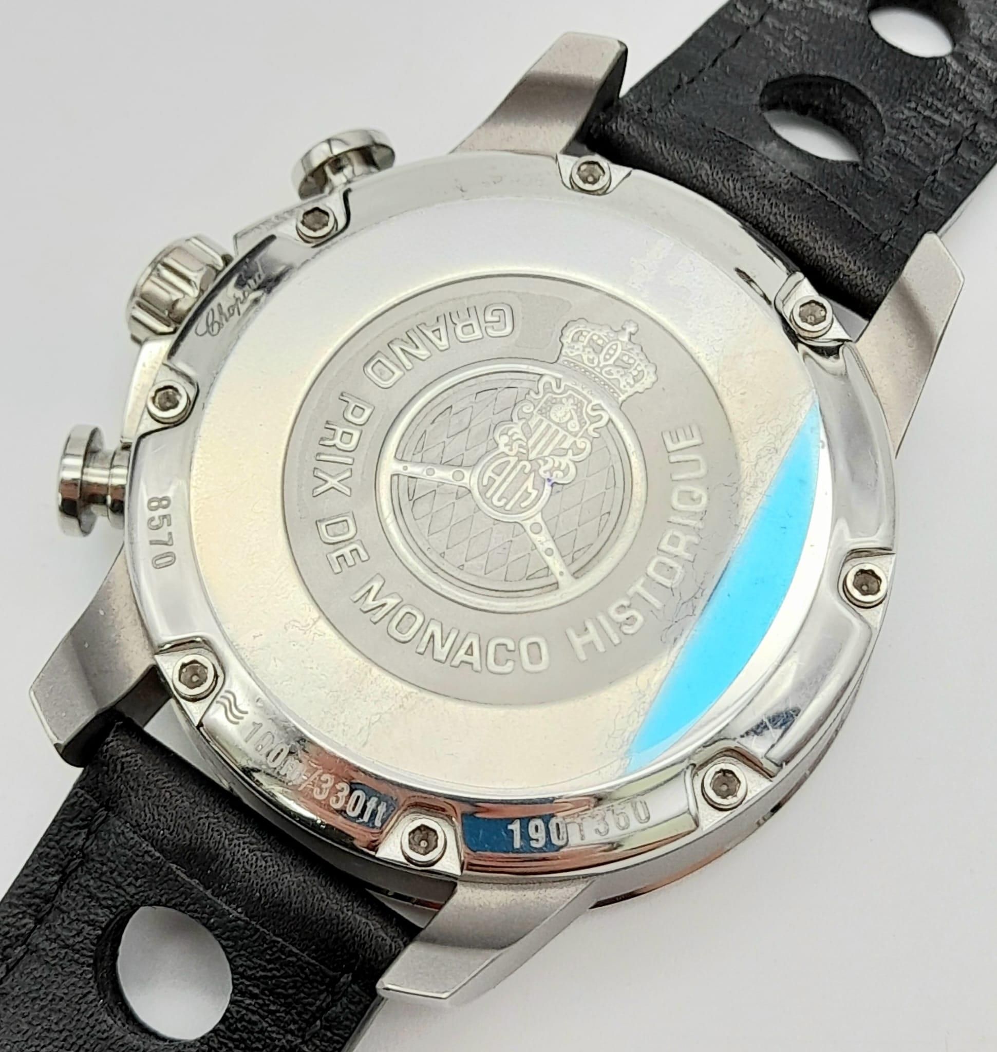 A Chopard Grand Prix de Monaco Historique Chronograph Gents Watch. Black leather strap. Titanium - Image 6 of 11