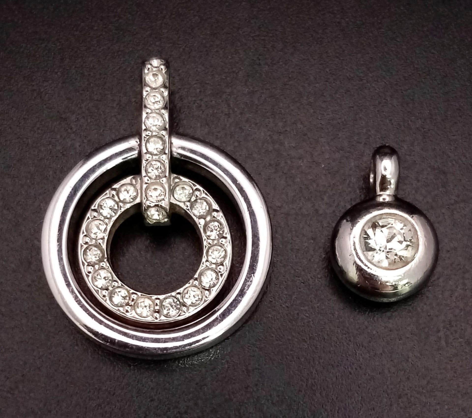 2 X Swarovski Silver Pendants. Total Weight 6.14g.