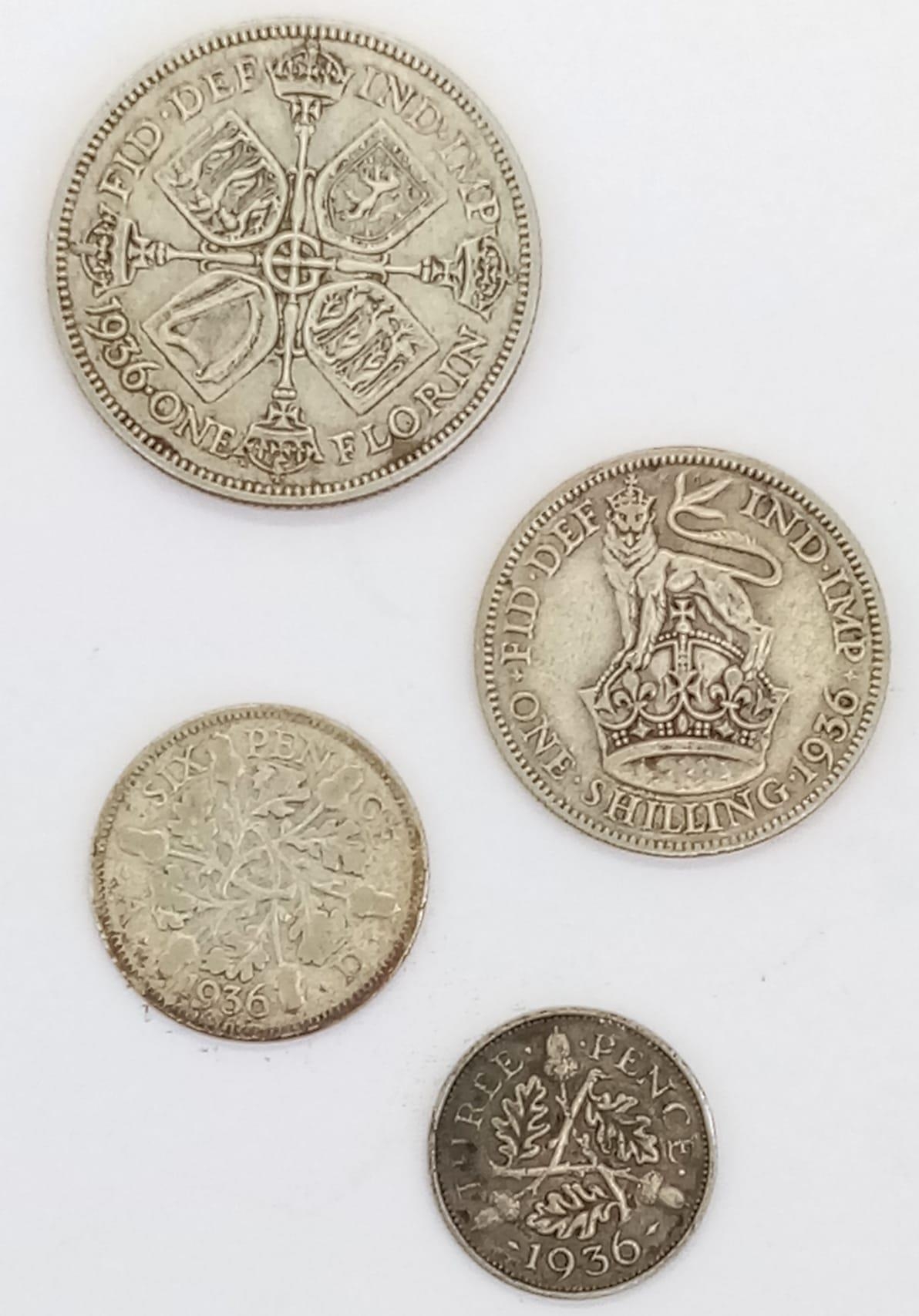 A Parcel of Four 1936 Silver Coins (The Year of Three Kings) Comprising; One Silver Florin, One - Image 2 of 2