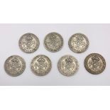 A Parcel of 7 Two Shilling Coins. Dated 1939-1945. All Good Condition. Total Weight 77 grams