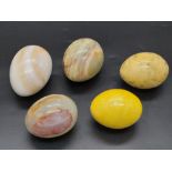 5 x Paperweight Eggs. Different Colours, Tallest is 7cm in Height.