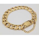 9k yellow gold heavy weight detailed curb bracelet, approx 24cm length, 48.5g weight
