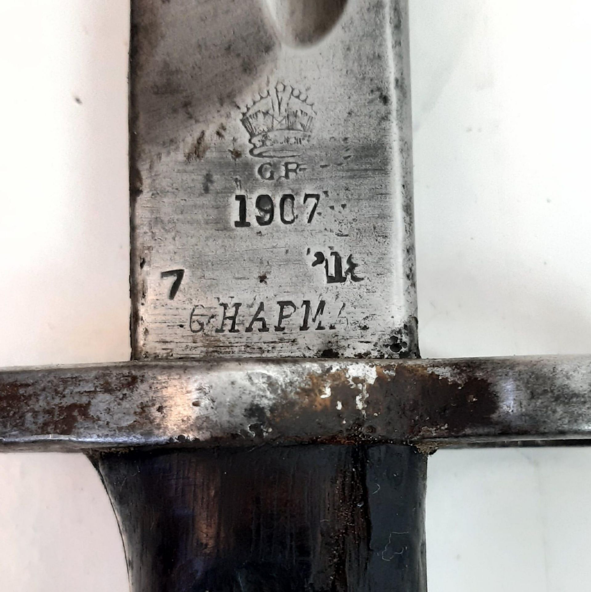 British 1907 Pattern “Chapman” Bayonet. Dated July 1918. Unit Marked to the Essex Regiment. Rare - Image 5 of 7