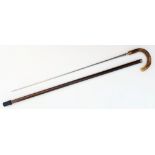 An Antique Excellent Condition Vintage or Older Wood Sheathed Discreet Sword Stick 92cm Length.