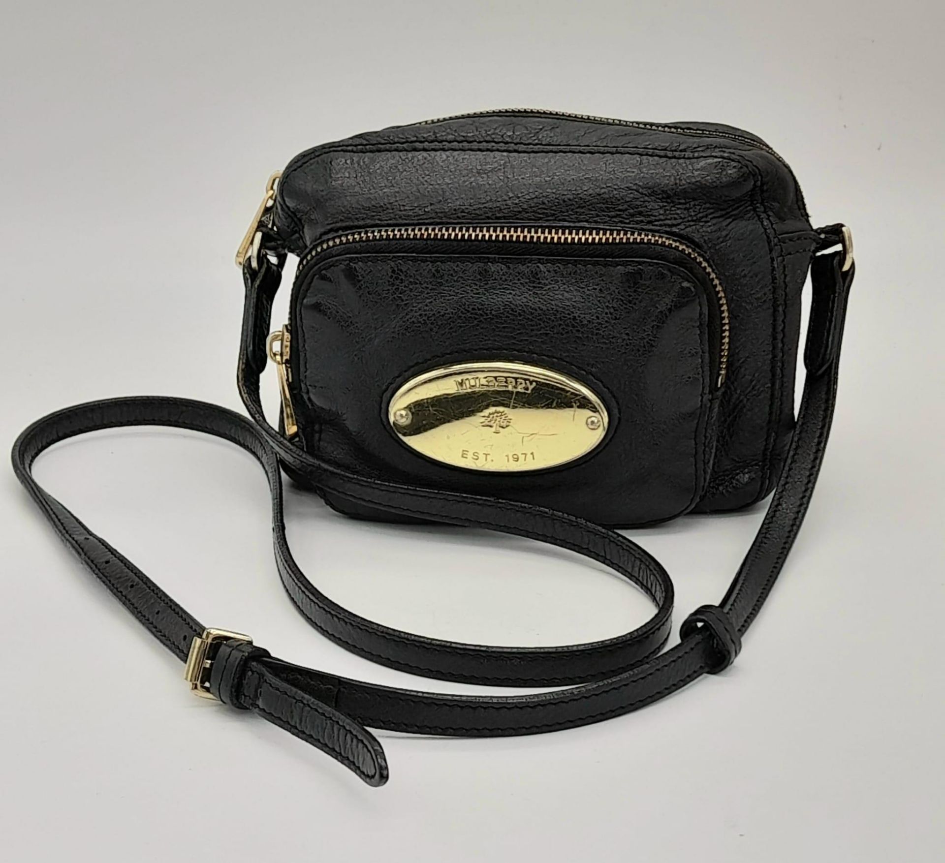 A MULBERRY DOUBLE ZIP SMALL SHOULDER BAG IN SOFT BLACK LEATHER. SEE PHOTO'S FOR CONDITION.. - Bild 2 aus 6