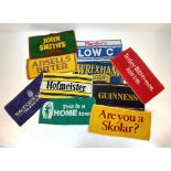 A Selection of Ten Vintage Pub Beer Towels - Includes: Guinness, Wrexham Lager and Hoffmeister!