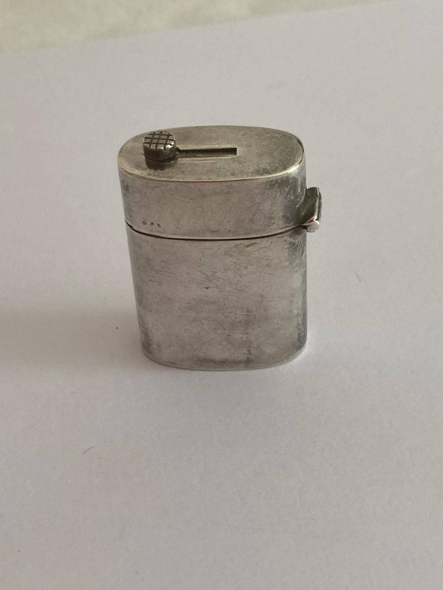 Unusual and interesting Vintage SILVER SWEETENER/PILL DISPENSER. Full UK hallmark. Lid and hinge