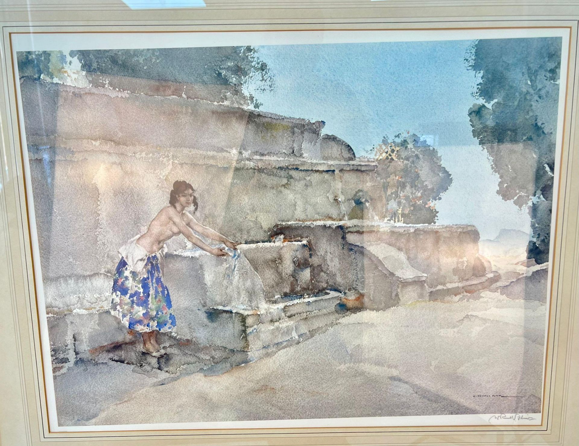 AN ORIGINAL WATER COLOUR OF THE FAMOUS "AT THE WALL, ISABELLE AT LUCENAY" BY SIR WILLIAM RUSSELL - Image 4 of 6