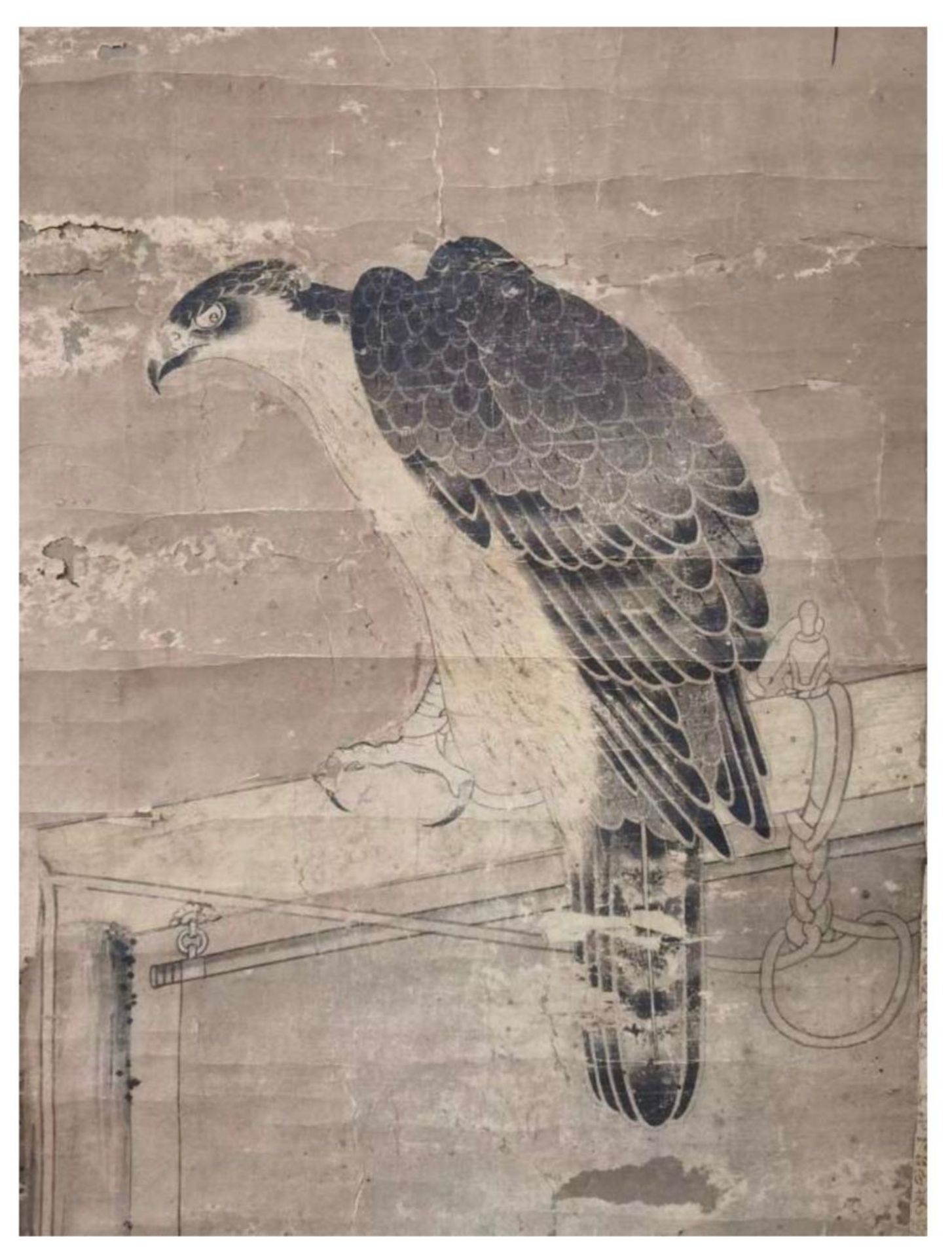 A Training Eagle (sketch) with the Mark of Emperor Huizong of Song 1082-1185. Inscribed by Qianlong. - Image 4 of 8