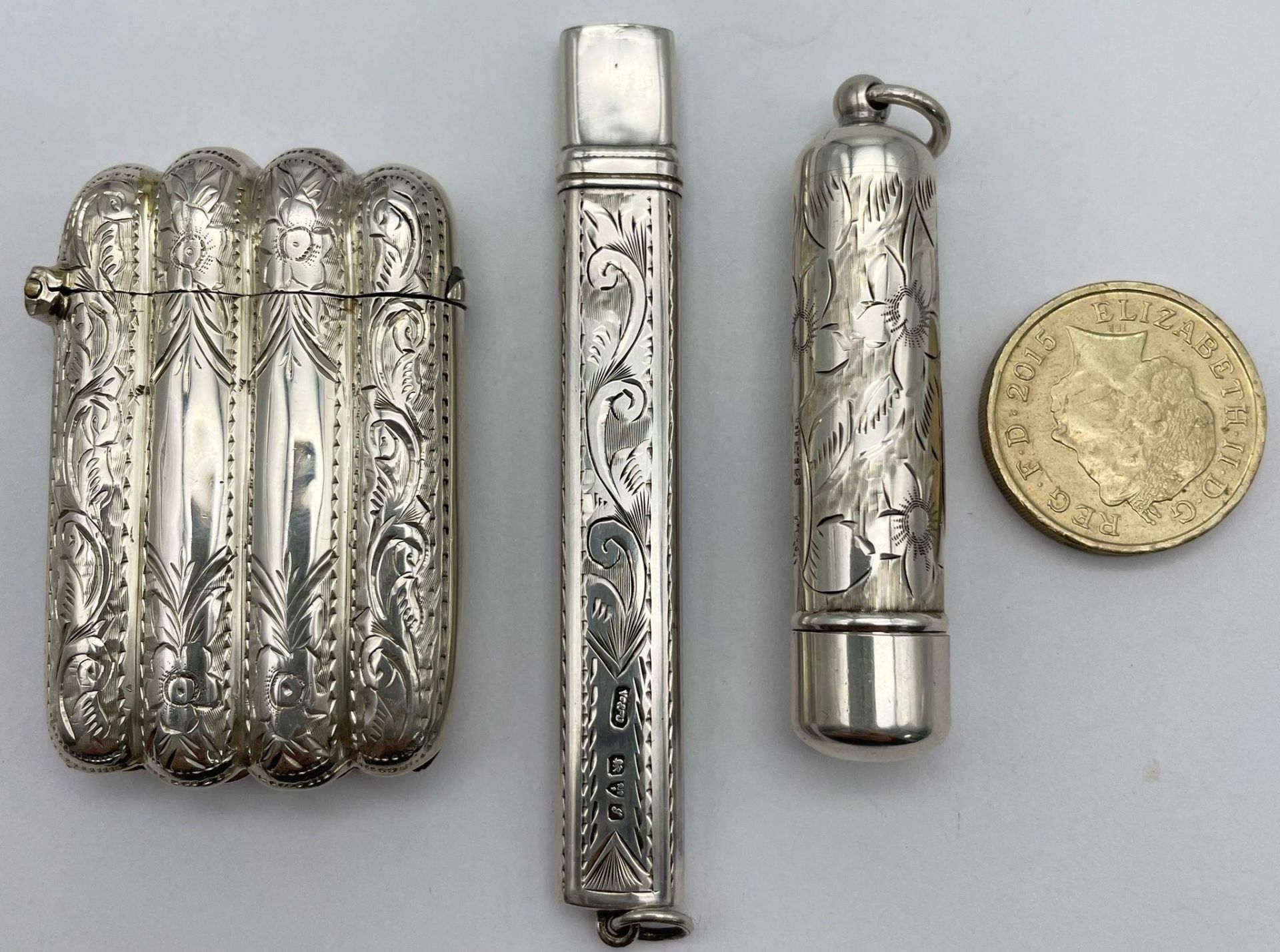 A Silver Selection to Include, A Silver Pencil Holder with Original Pencil, A Silver Cheroot and - Image 3 of 9