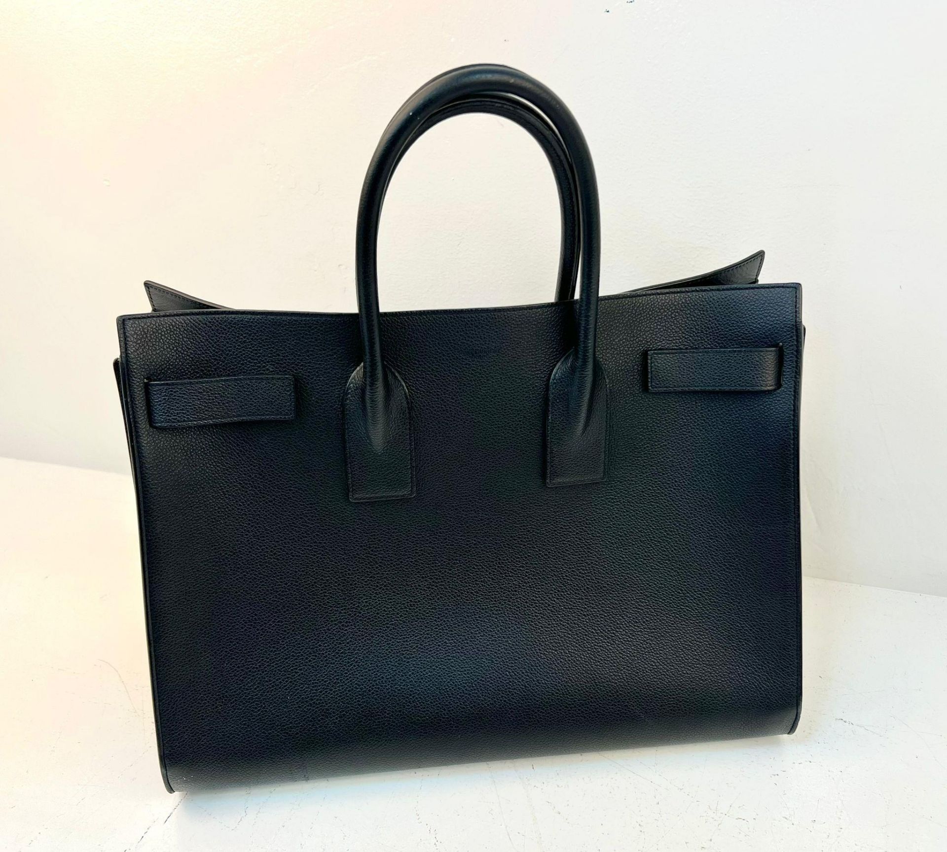 An Yves St Laurent (Saint Laurent) Sac du Jour Black Leather Tote Bag. Luxurious black calfskin
