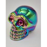 A Crystal Skull Figure with a Titanium Coating. 5cm x 4cm