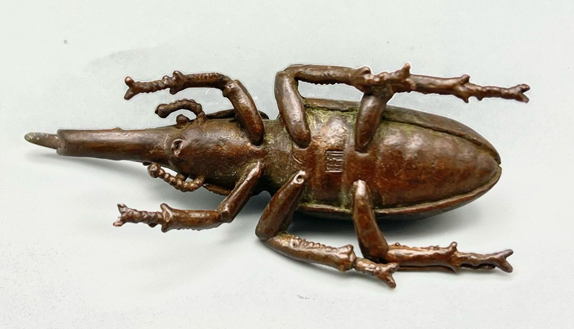 A Vintage Bronze Stag Beetle. 8cm length. - Image 2 of 3
