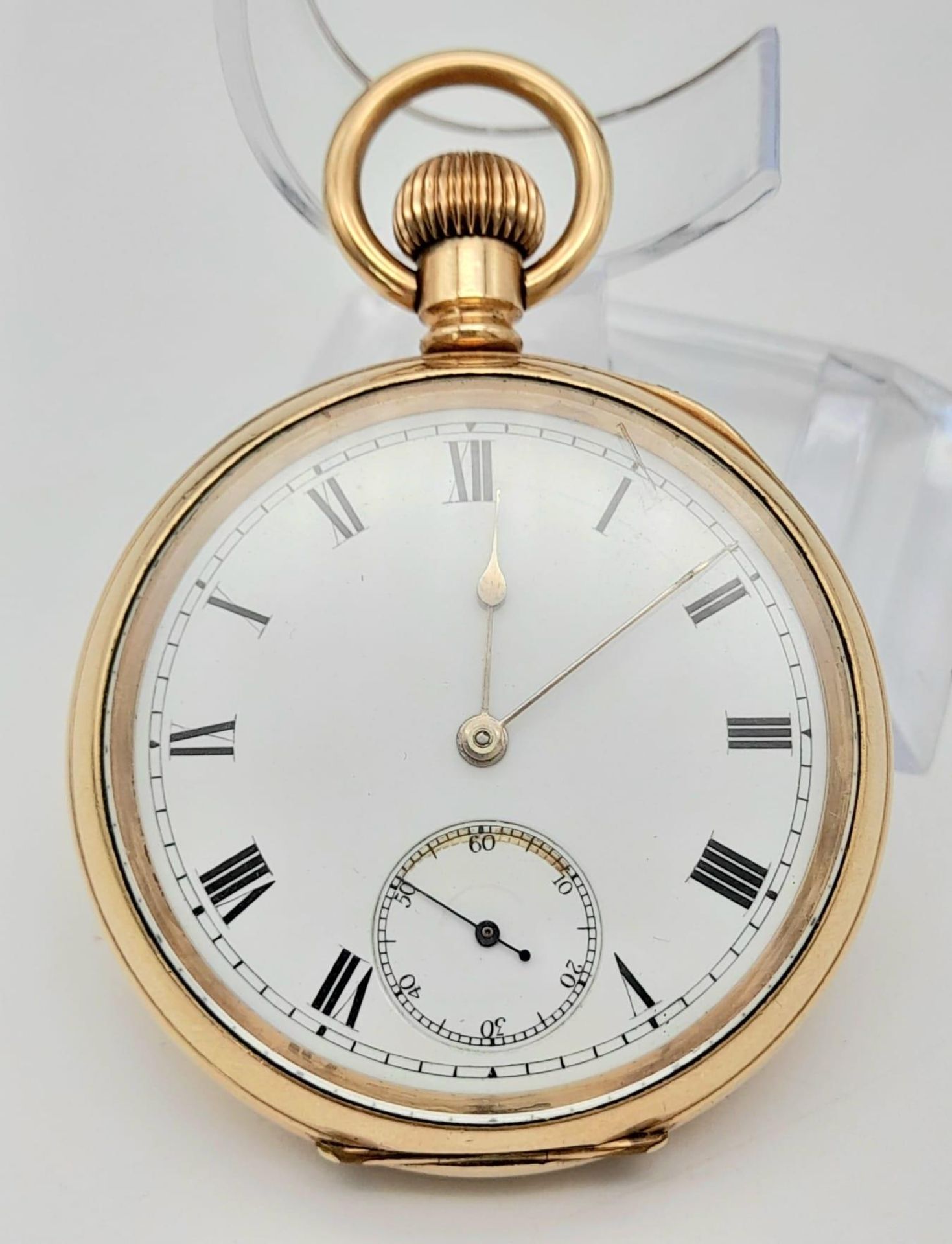 A Vintage Possibly Antique Gold Plated USA Waltham Traveller Pocket Watch. White dial with second