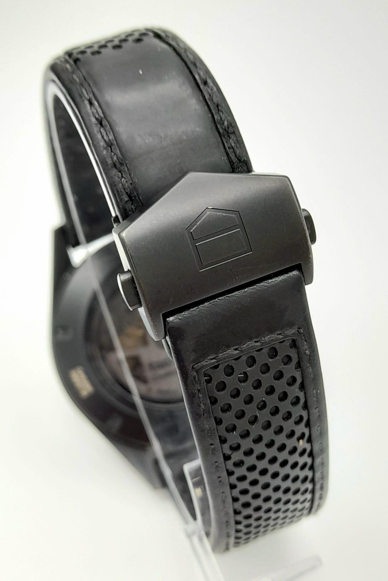 A Tag Heuer Carrera Flyback Automatic Chronograph Gents Watch. Black leather/rubber strap. Case - - Bild 6 aus 13