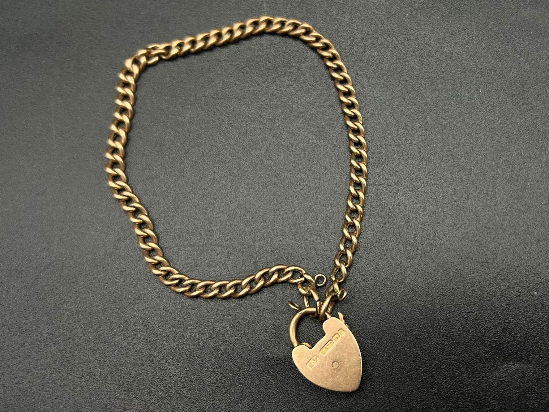 A Vintage 9K Rose Gold Bracelet with Heart Clasp. 20cm. 6.07g - Bild 3 aus 3