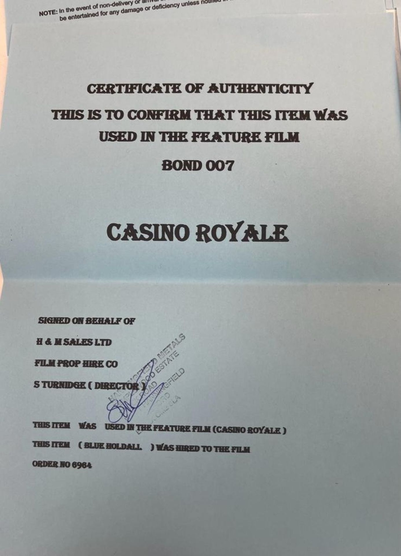 James Bond Casino Royale Movie Prop Memorabilia. Original 007 Royal Blue Holdall Bag (one of 20) - Image 4 of 6