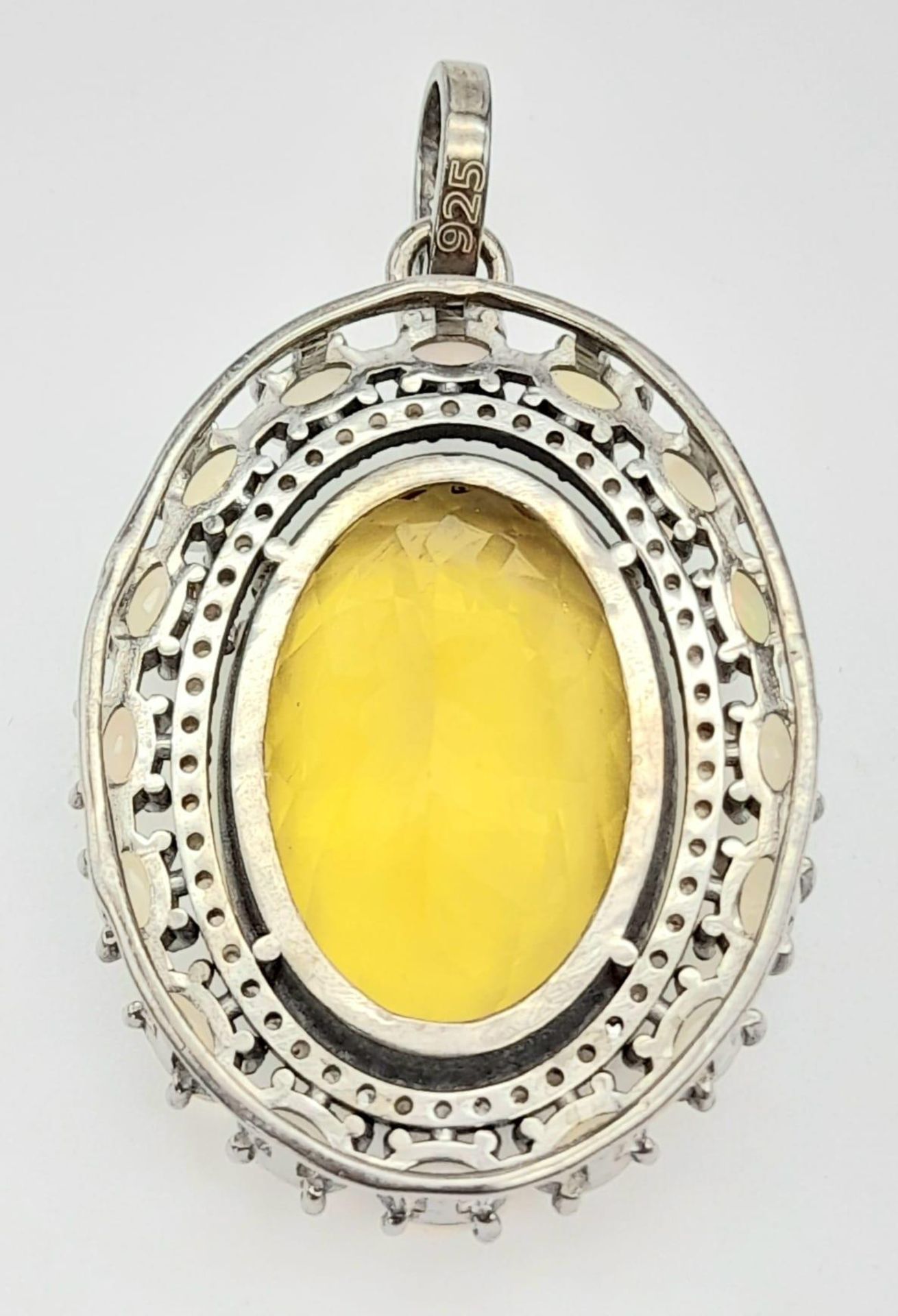 A Citrine, Opal and Diamond Pendant set in 925 Sterling Silver. 29.95ct of gems and 0.60ct diamond - Image 3 of 4