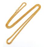 A 22k Yellow Gold Flat Curb Link Necklace. 44cm. 9.35g