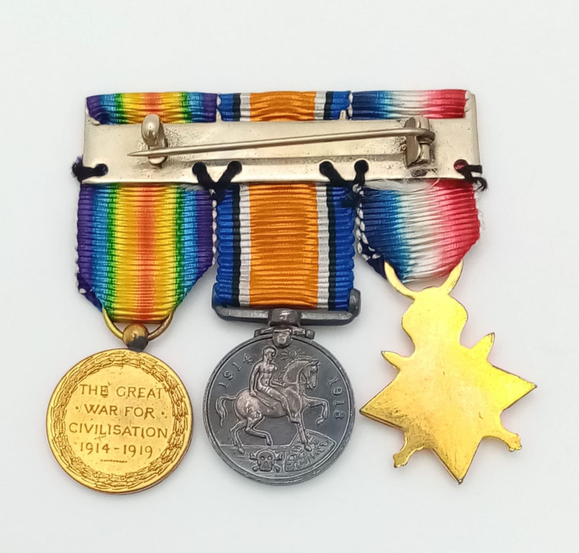 A Miniature Three Medal WW1 Bar Awarded to Captain F.H. Bentley of the West Yorkshire Regiment. - Bild 3 aus 4