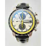 A Chopard Grand Prix de Monaco Historique Chronograph Gents Watch. Black leather strap. Titanium