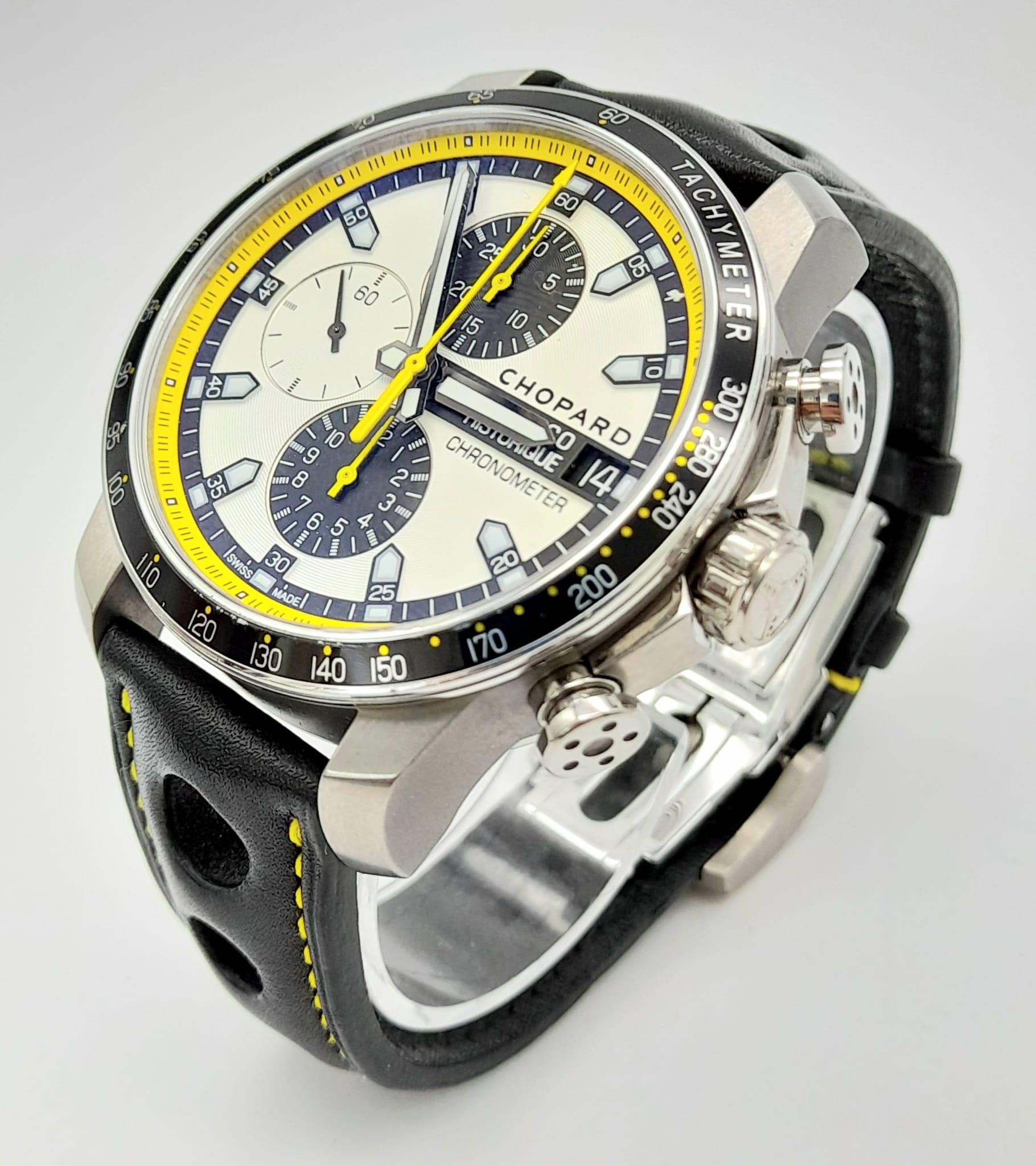 A Chopard Grand Prix de Monaco Historique Chronograph Gents Watch. Black leather strap. Titanium - Image 2 of 11