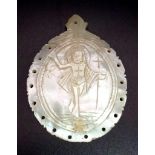 An Antique Burmese Mother of Pearl Religious Brooch. 5cm