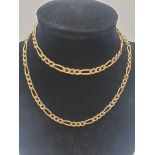 A Vintage 9K Yellow Gold Figaro Link Necklace/Chain. 58cm. 12.03g