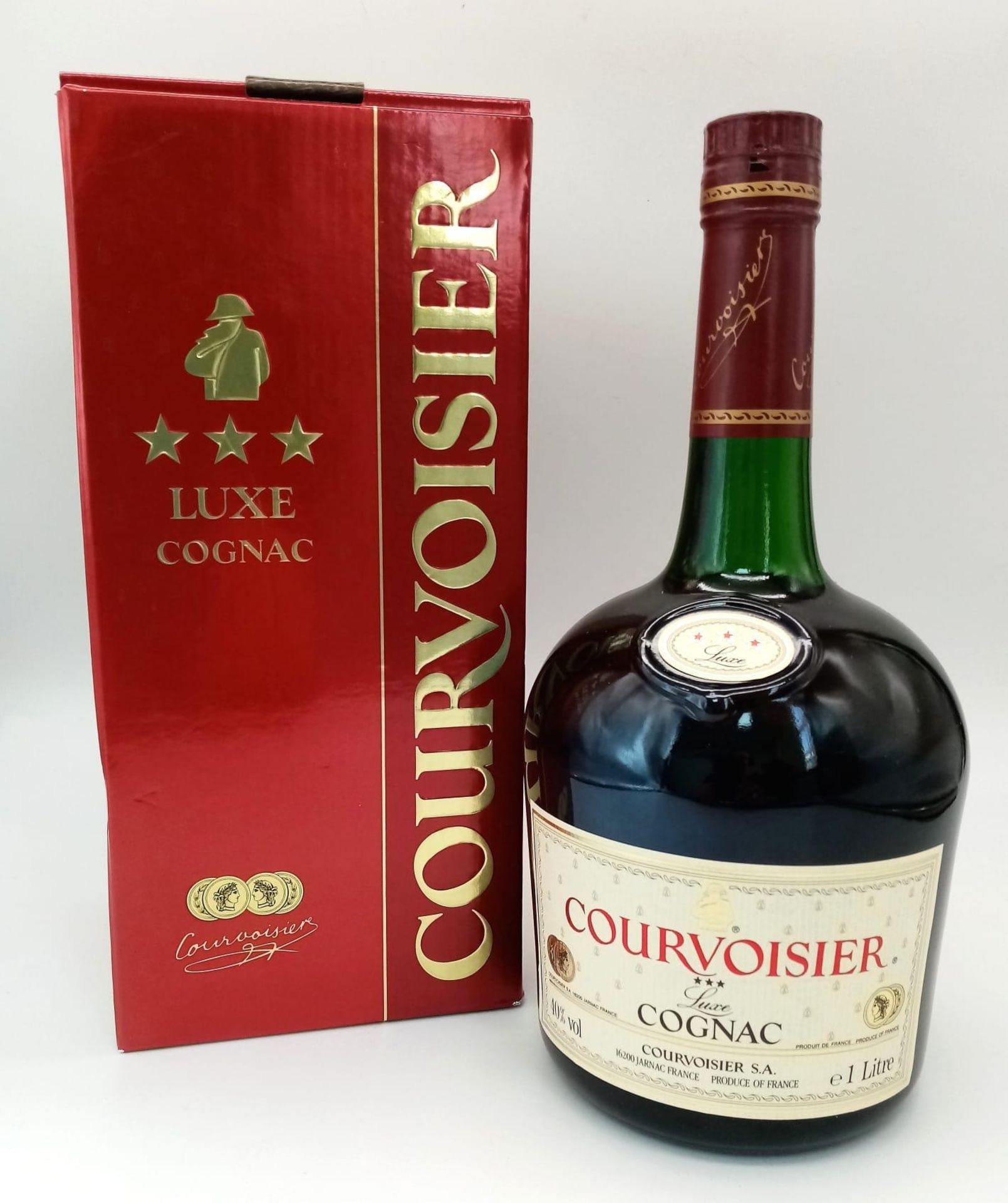 A 1 Litre Bottle of Courvosier Luxe Cognac. In original packaging.
