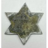 WW2 Period Polish Jewish Ghetto Police Badge. Found under the floorboards of an old house in Poland.