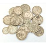 A Large Selection of Coins, 8 x Pre 1946 Two Shillings, 4 x Post 1946, 4 x Pre 1931 Florins, 2