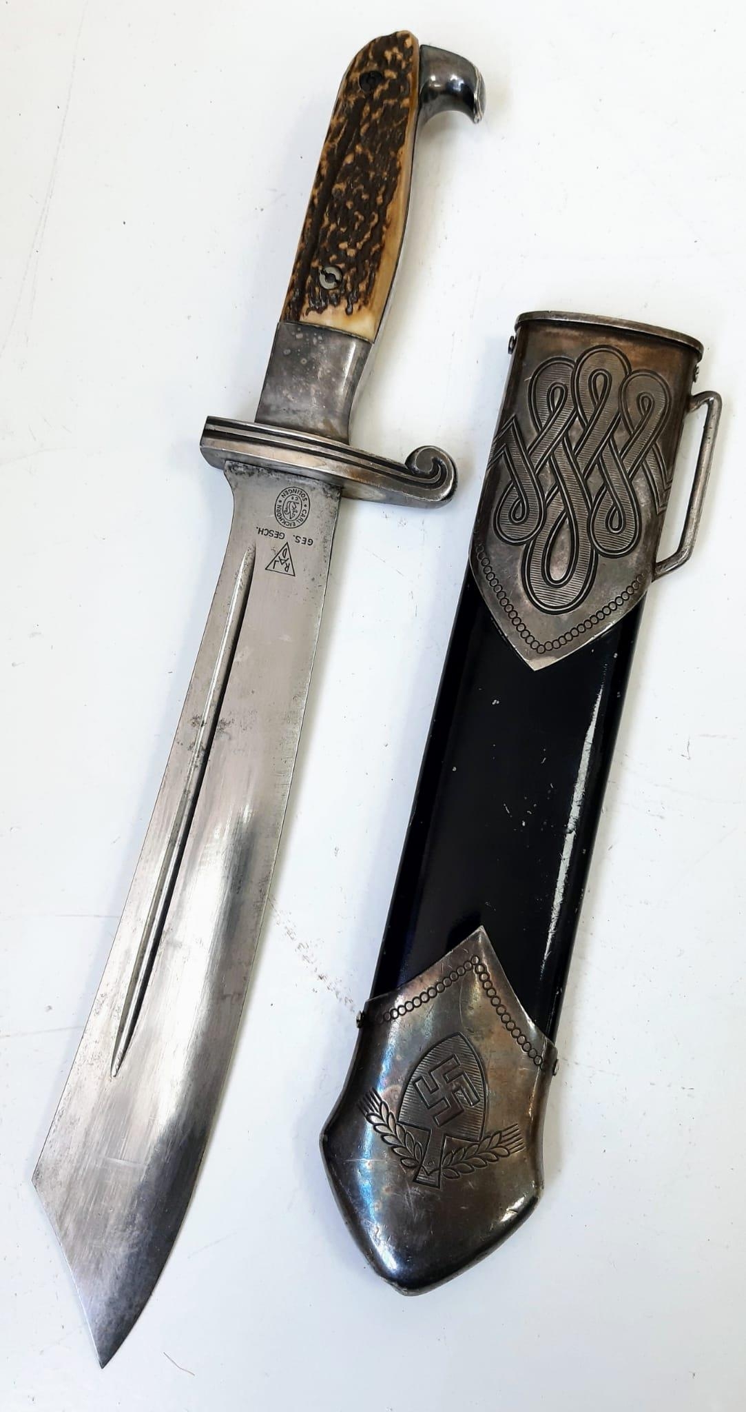 3rd Reich R.A.D Hewer Dagger Model 1934 Maker: Eichorn with impossible to find hanger – all well - Image 3 of 9