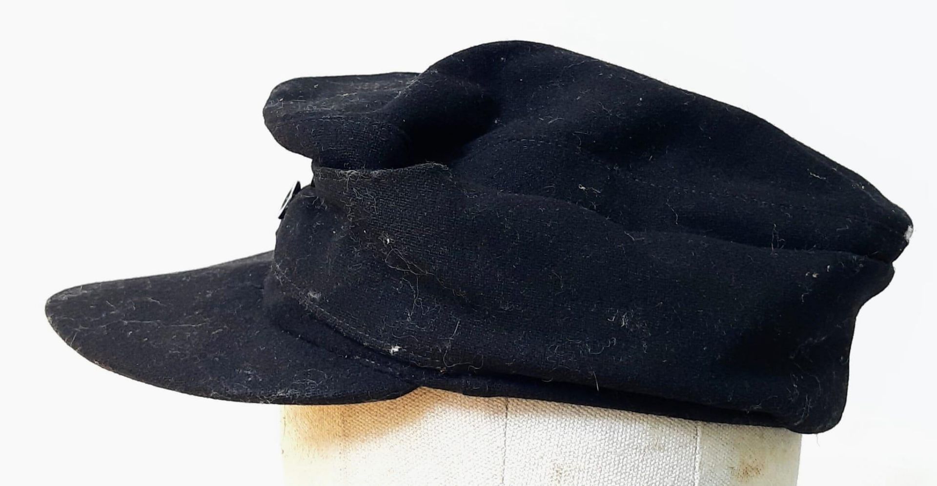WW2 German M43 Panzer Side Cap. Black wool construction with removed insignia, (maybe P.O.W). The - Image 2 of 6