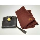 A Mulberry Brown Leather Purse/Wallet with Dust-Cover. 11cm x 10cm.