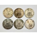 A Parcel of 6 (Pre-1947) Consecutive Run Dates Silver Shilling Coins from 1920 to 1925 Inclusive.