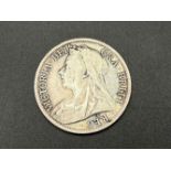 An 1899 UK Queen Victoria Old Head Half Crown Coin. Fine Condition (Sheldon Scale).13.57 Grams 925