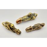Three Thai Paladkik monkey penis amulets. These amulets are for love, luck, attraction and