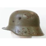 WW1 German Model 1917 Stahlhelm Helmet with Original Green Paint.