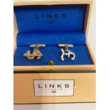 SILVER PAIR of LINKS OF LONDON CUFFLINKS Unusual Design having dollar and £ pound signs with torpedo