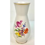 A Vintage Meissen Porcelain Vase. Hand-painted floral decoration. Markings on base. No visible