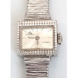 A Vintage Bucherer 17 Jewel Ladies Watch. Stainless steel bracelet and case - 16mm. Silver-tone