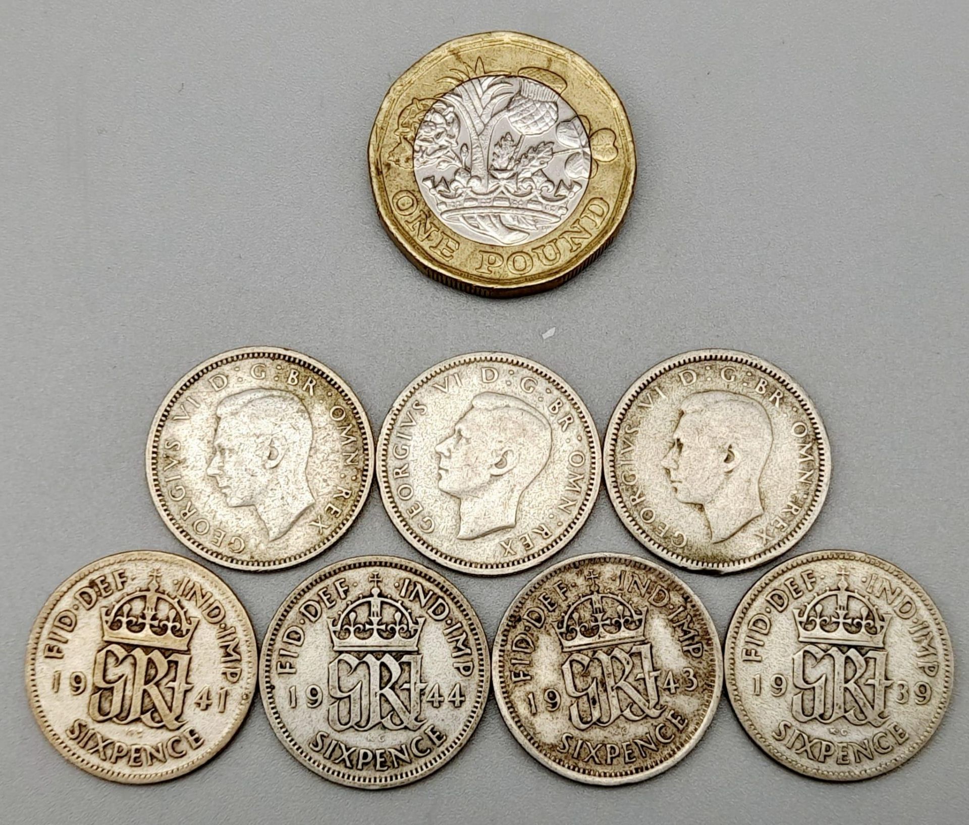 A Rare Full Set of 7 Fine Condition WW2 Silver Six Penny Coins 1939-1945. Inclusive (500 silver - Image 3 of 3