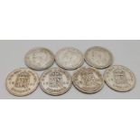 A Rare Full Set of 7 Fine Condition WW2 Silver Six Penny Coins 1939-1945. Inclusive (500 silver