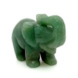 A Hand-Carved Green Jade Elephant Figurine. 5cm x 4cm